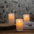 Flameless battery operated real wax ivory pillar candle
